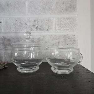 Vintage Princess House Clear Glass Sugar and Creamer Set